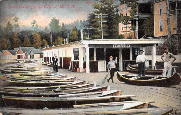 Macatawa Park Michigan Boat Livery Vintage Postcard AA99792