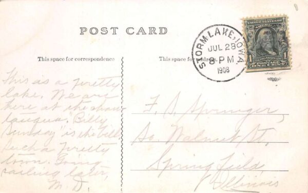 Storm Lake Iowa Sailing Scene Sailboat Vintage Postcard AA99793 - Image 2