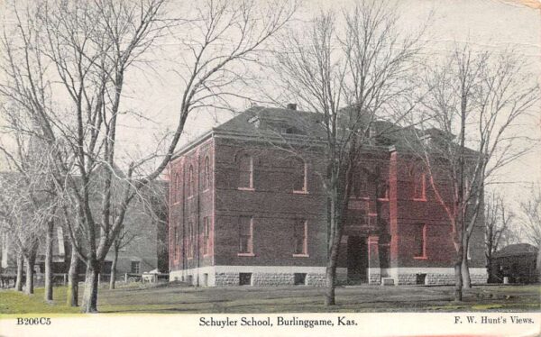 Burlinggame Kansas Schuyler School Vintage Postcard AA99811