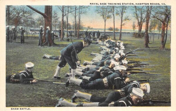Hampton Roads Virginia Naval Base Training Station Sham Battle Postcard AA99813