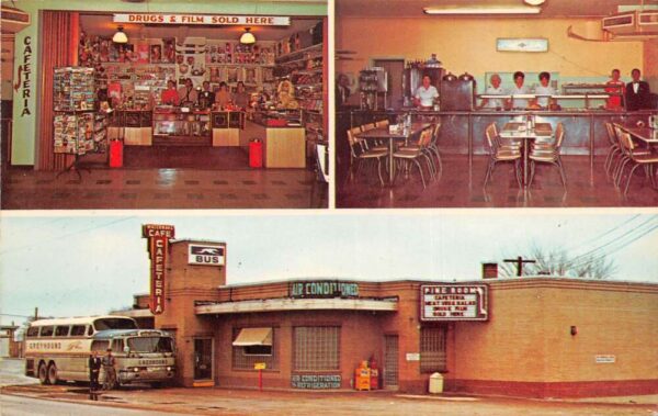 Rolla Missouri Waterman's Cafeteria Greyhound Bus Stop Vintage Postcard AA99815