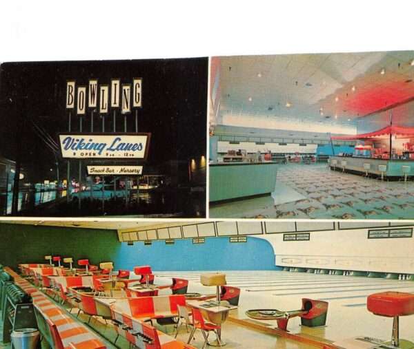Roanoke Virginia Viking Lanes Bowling Alley Vintage Postcard AA99838