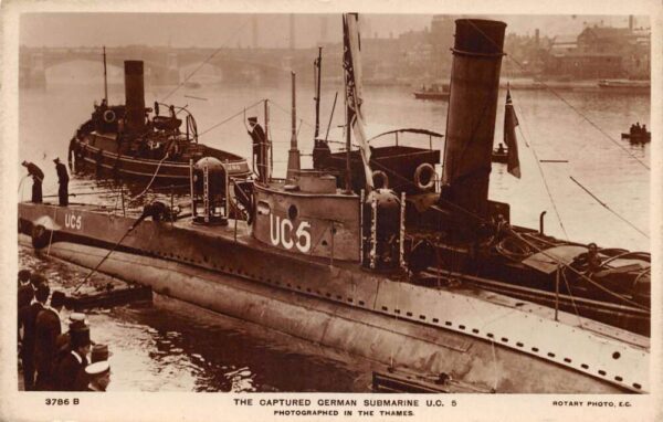 London England Captured German Submarine UC5 Real Photo Vintage Postcard AA99866