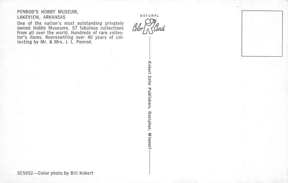 Lakeview Arkansas Penrod's Hobby Museum Vintage Postcard AA99889 - Image 2