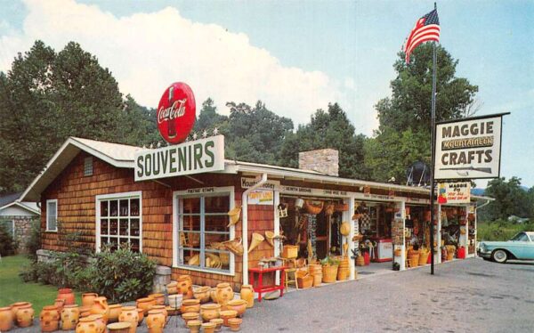 Waynesville North Carolina Maggie Mountaineer Crafts Coke Sign Postcard AA99913