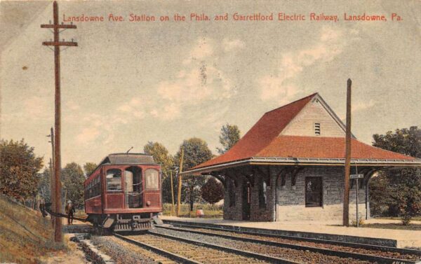 Lansdowne Pennsylvania Phila Garrettford Railway Trolley Station PC AA100114