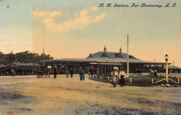 Far Rockaway Long Island New York Train Station Depot Vintage Postcard AA100115