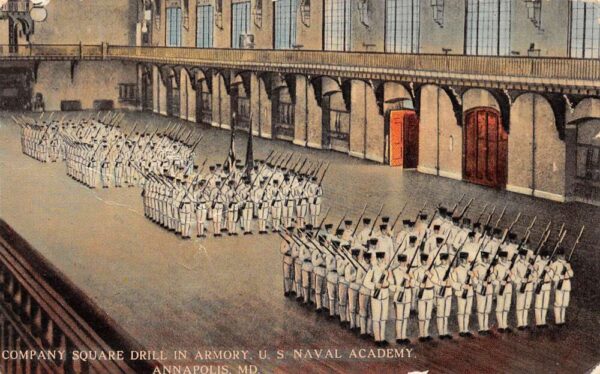 Annapolis Maryland Naval Academy Drill in Armory Vintage Postcard AA100148