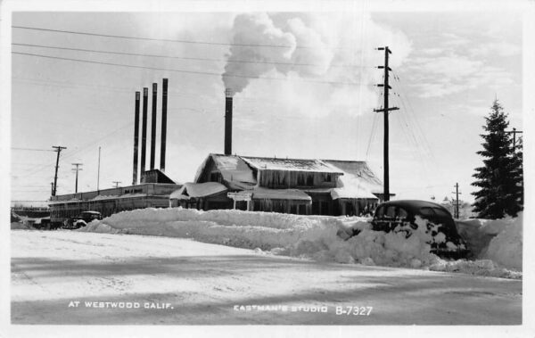 Westwood California Winter Snow Factory and Bank Real Photo Postcard AA100167