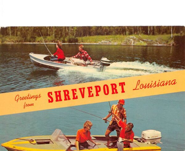 Shreveport Louisiana Greetings Fishing Scenes Vintage Postcard AA87322