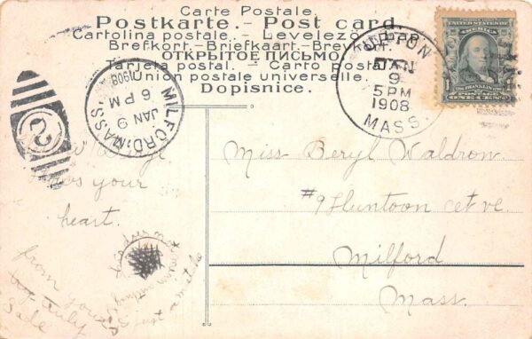Upton Massachusetts Greetings Flowers Vintage Postcard AA87334 - Image 2