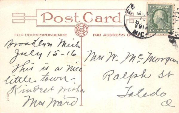 Brooklyn Michigan Greetings River Scenic View Vintage Postcard AA87339 - Image 2