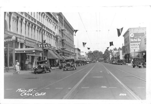 Chico California Main Street Drug Store Real Photo Postcard AA87372