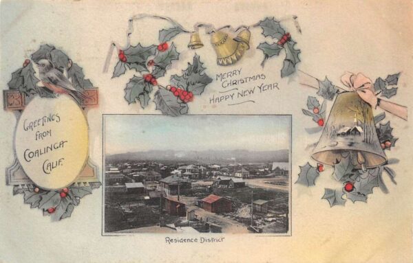 Coalinga California Christmas New Year Greetings Residence District PC AA87393