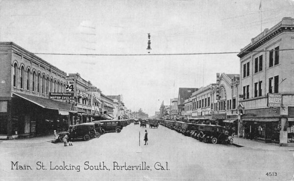 Porterville California Main Street Motor Cycle Rooming House Postcard AA87395