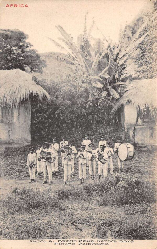 Angola Africa Brass Band Native Boys Pungo Andongo Vintage Postcard AA87411