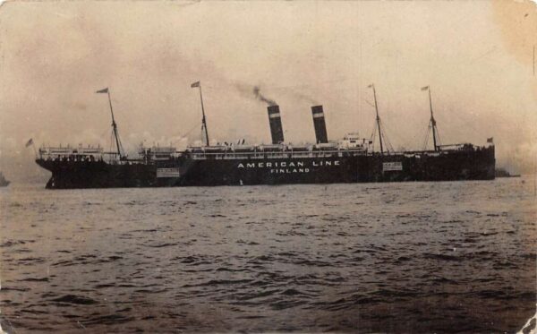 American Line Findland Steamer Ship Real Photo Vintage Postcard AA87419