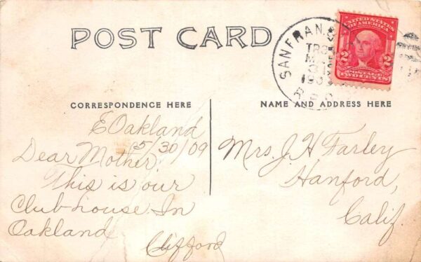 Oakland California Club House Real Photo Vintage Postcard AA87421 - Image 2