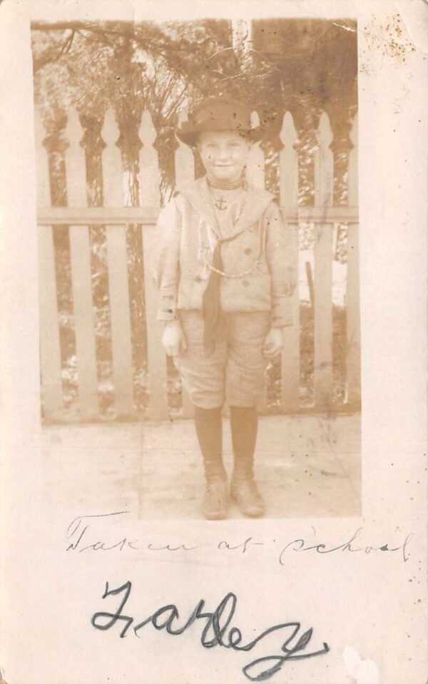 Stockton California Boy in Sailor Outfit Real Photo Vintage Postcard AA87423