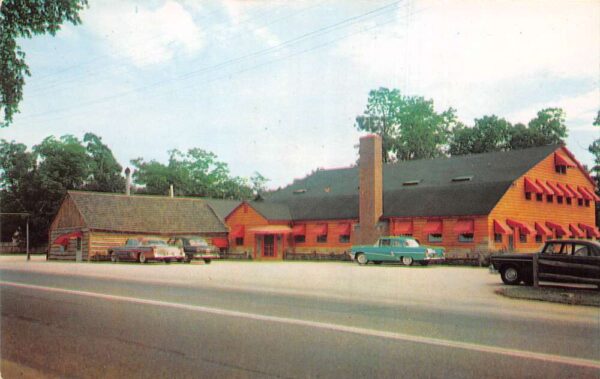 Oakdale New York Bronco Charlies Log Cabin Restaurant Vintage Postcard AA87479