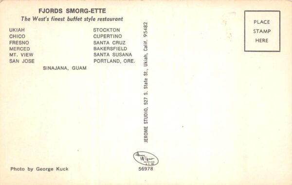 Sinajana Guam Fjords Smorg-Ette Restaurant Vintage Postcard AA87483 - Image 2