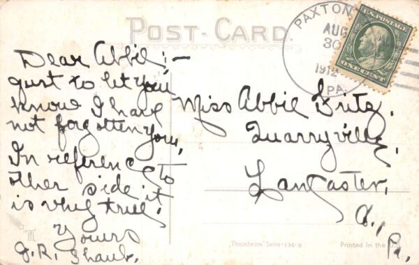 Paxton Pennsylvania Greetings Pennant Flag Couple Postcard AA87547 - Image 2