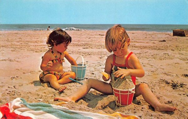 Virginia Beach Virginia Sandbridge Beach Children playing in Sand PC AA87588