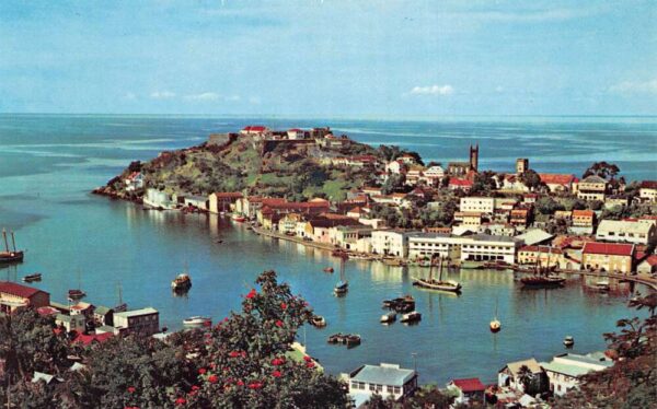 St Georges Grenada West Indies Caribbean Harbor View Pan Am Postcard AA87614