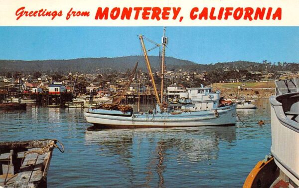 Monterey California Greetings Fishermans Wharf Vintage Postcard AA87623