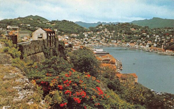 St Georges Grenada West Indies Birds Eye View from Fort George Postcard AA87660