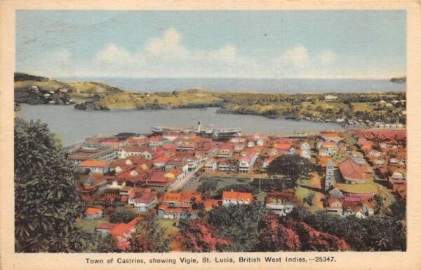 Castries Vigie St Lucia British West Indies Birds Eye View Postcard AA87667