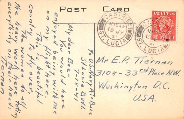 Castries Vigie St Lucia British West Indies Birds Eye View Postcard AA87667 - Image 2