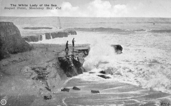 Monterey Bay California Soquel Point White Lady of the Sea Postcard AA87677