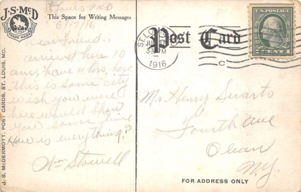 St Louis Missouri US Training Ship Huntress Vintage Postcard AA87680 - Image 2