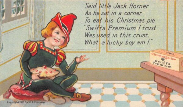 Swifts Premium Oleomargarine Little Jack Horner Food Ad Vintage Postcard AA87829