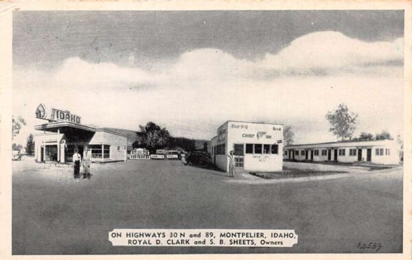Montpelier Idaho The Chief Motel and Gas Station Vintage Postcard AA87833