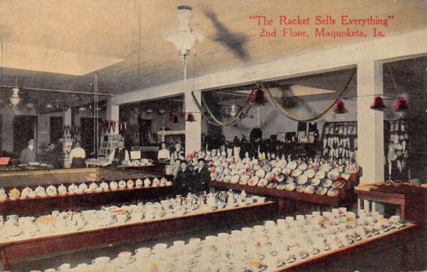 Maquoketa Iowa Dept Store Interior Glasswear Vintage Postcard AA87841