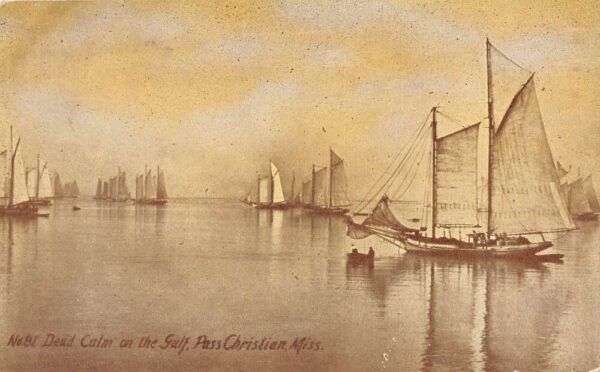 Pass Christian Mississippi Ships Sailboats on the Gulf Vintage Postcard AA87858