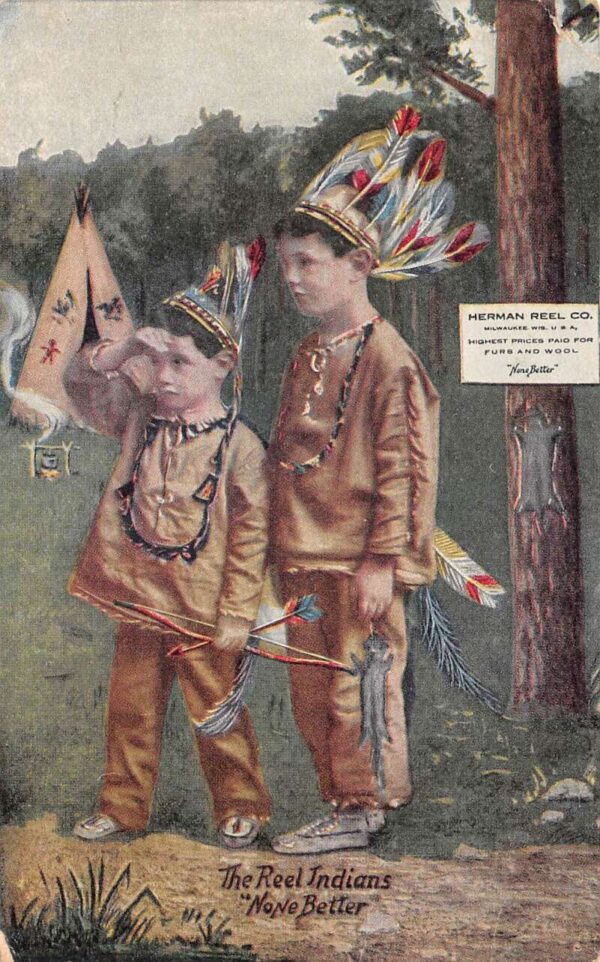 Herman Reel Co "Reel Indians" Children in Costume Vintage Postcard AA87861