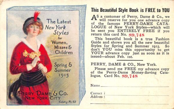 Perry Dame Catalogue Womens Fashion Magazine Ad Vintage Postcard AA87862