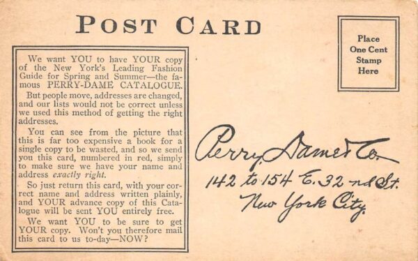 Perry Dame Catalogue Womens Fashion Magazine Ad Vintage Postcard AA87862 - Image 2