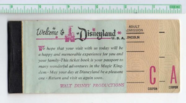 Disneyland Admission Coupon Ticket Book Used Vintage AA88021