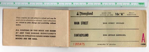 Disneyland Admission Coupon Ticket Book Used Vintage AA88021 - Image 3
