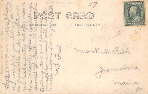 Corinna Maine Smith Co Store IOOF Building Real Photo Vintage Postcard AA88032 - Image 2