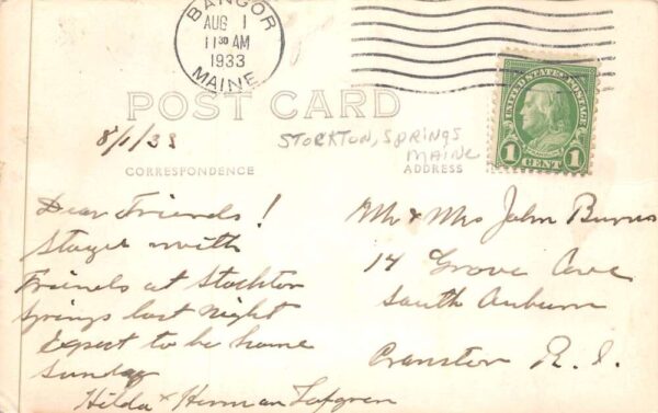 Stockton Springs Maine Main Street Real Photo Vintage Postcard AA88045 - Image 2