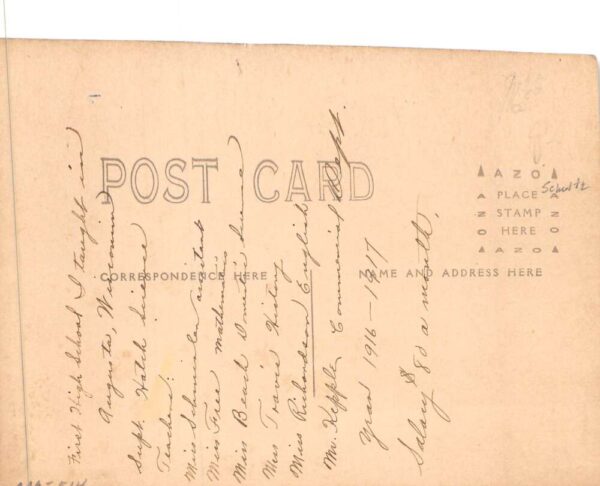 Augusta Wisconsin Augusta High School Real Photo Vintage Postcard AA88057 - Image 2