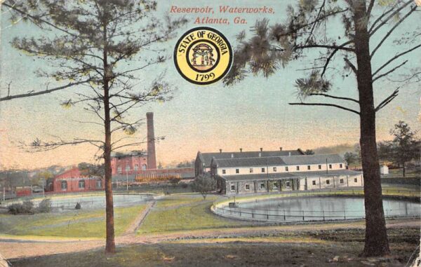 Atlanta Georgia Waterworks and Reservoir Vintage Postcard AA88079
