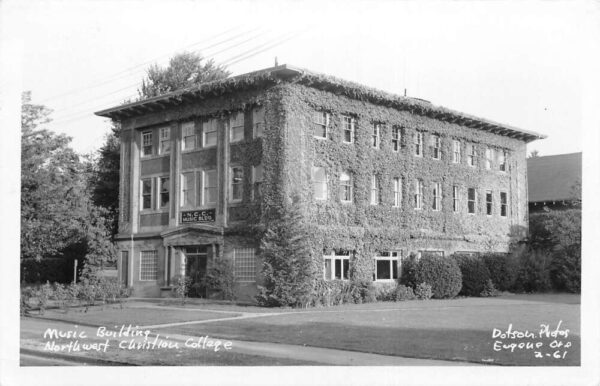Eugene Oregon Northwest Christian College Music Bldg Real Photo Postcard AA88084