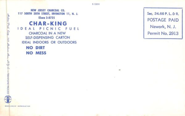 Irivington New Jersey Char-King Charcoal Ad Vintage Postcard AA88093 - Image 2