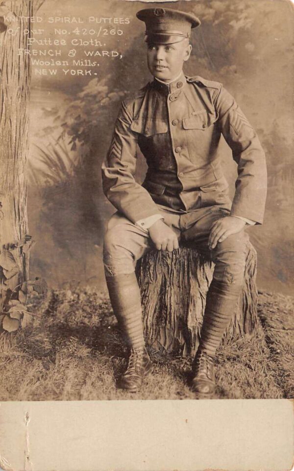 French Ward Wollen Mills Puttee Cloth Ad Military Uniform Real Photo PC AA88209
